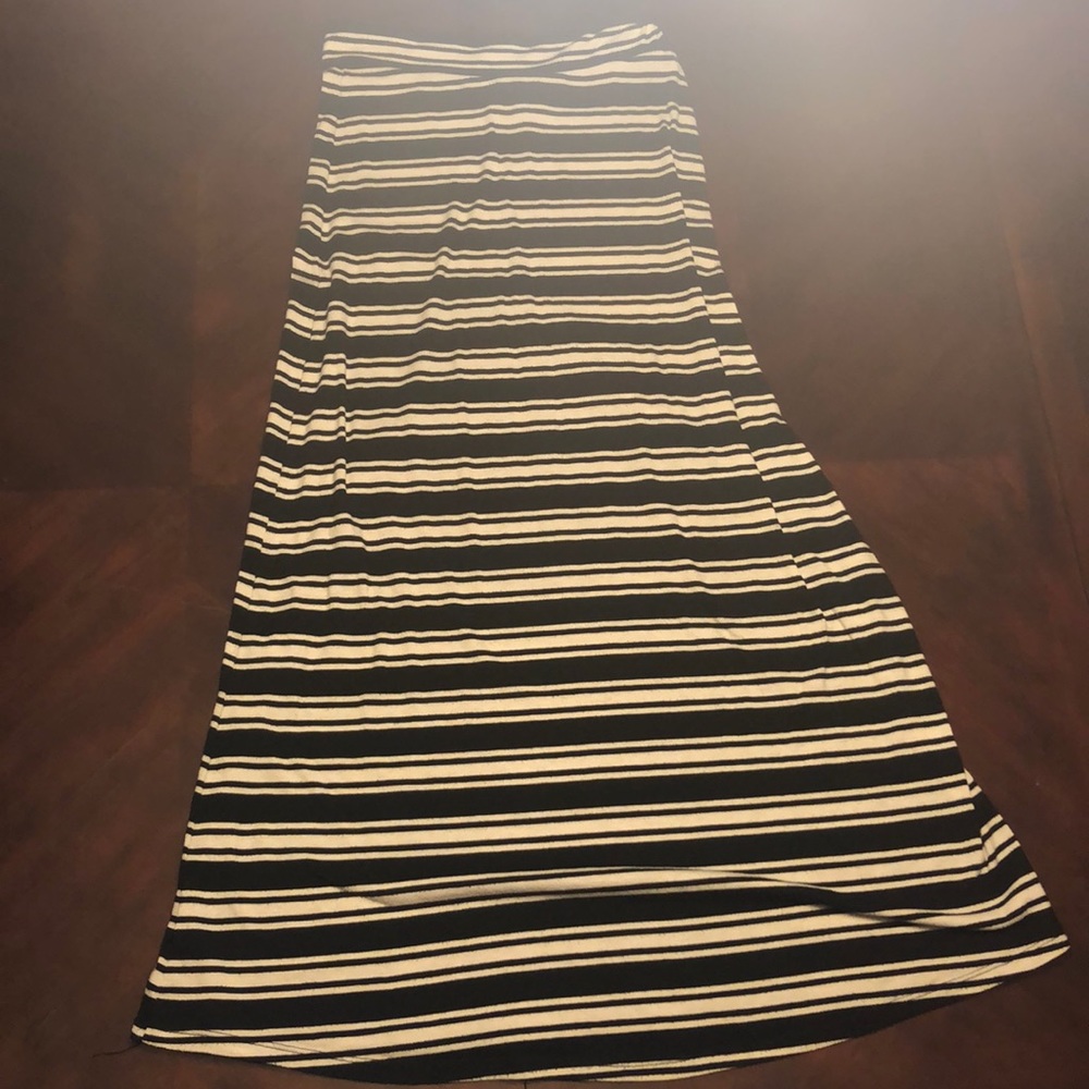 Striped Black & White Long Skirt